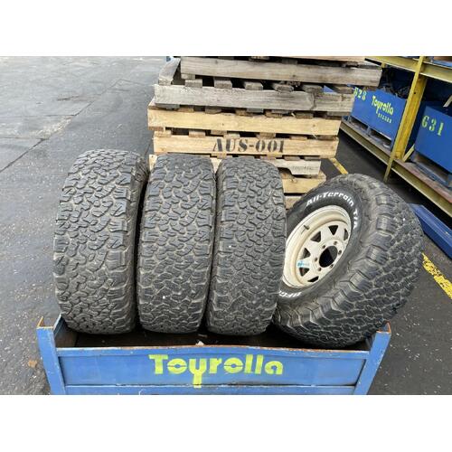 Toyota Landcruiser Set of 4 Steel Rims and Tyres HZJ75 01/1985-10/1999